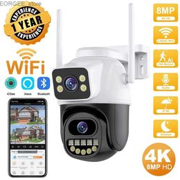 Other CCTV Cameras 4K 8MP PTZ WIFI Camera Dual Lens Dual Screen IP Camera Outdoor 4MP HD Auto Tracking Security Protection CCTV Surveillance iCSee Y240401