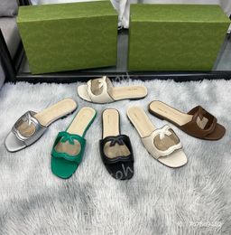 Роскошные дизайнерские сандалии скользки скольжения по перекрытию Glide Slide Sandal Millennials кожаная кожаная резиновая подошва