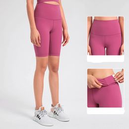 lu Yoga Designer Women's Yoga Slim-fit Yoga LL Shorts High waist hip Lift Seamless Pants Solid Colour Quick dry pants Sports Fitness Running Yoga shorts