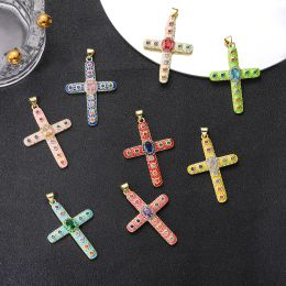 Juya 18K Real Gold Plated Creative Christian Cross Charms For Handmade Talisman Prayer Religious Pendant Jewelry Making