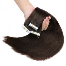 Extensions Tape In Human Hair Extensions Brazilian Remy Straight On Adhesive Invisible PU Weft Platinum Blonde Colour