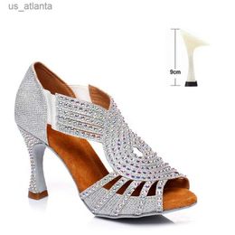 Dress Shoes DKZSYIM Rhinestone Latin Dance Women/Ladies Ballroom Salsa Dancing Soft Soles Party/Wedding Sandals High Heels H240403UX54