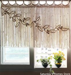 Tapestries Macrame Leaves Window Door Curtain Wall Hanging Bohemian Decoration Handwoven Tassel