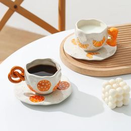 Cups Saucers High Profile In Ins Style Hand-painted Ceramic Net Red Water Cup Coffee And Dish Set