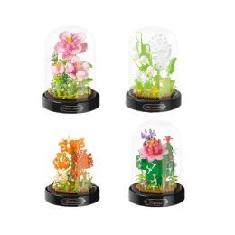 Bouquet Building Blocks with Display Box Mini Eternal Life Flower 3D Diy Assembling Puzzle Bricks Ornament Decor Romantic Gift