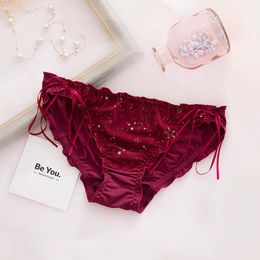 Gold Star Briefs Underwears Bow Knot Women Panties Sexy Lingerie Woman Underwear Thongs Clothes Black Red Drop Ship 1906637105014