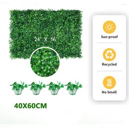 Decorative Flowers 40CMX60CM Grass Wall Panel Artificial Greenery Faux Green Decor Outdoor Boxwood Backdrop For Garden Yard Fence Decoration