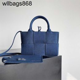 Handbag Bottegvenetass Mini Arco Handbag with Width of 25cm Denim Tote Bag Shoulder Crossbody Bags