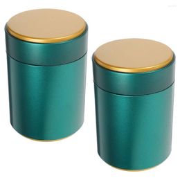 Storage Bottles 2 Pcs Leaves Tinplate Candy Jars Airtight Container Metal Canister With Lid