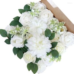 Decorative Flowers Artificial Box Set Faux Combo For DIY Wedding Bouquets Centerpieces Silk With Stems And Leaves