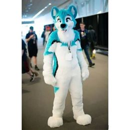 2024 Husky Fursuit Dog Fox Mascot Costume Wolf Long Fur Furry Halloween Party