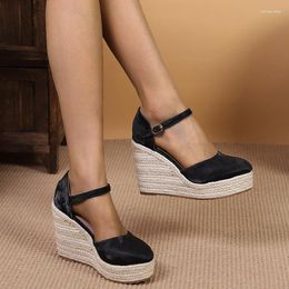 Sandals LIHUAMAO Comfort Wedges Platform Women High Heel Shoes Espadrilles Pumps Csaual