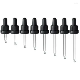 Storage Bottles 50pcs/lot Tamper Evident Plastic Dropper Cap 18 Mm Matte Black With Glass Pipette For Essential Oil