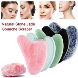 Massage Stones Rocks 100% Natural Stone Jade Gouache Scraper Rose Quartz Facial Gua Sha Tools Neck Massager for Face Lifting Wrinkle Remover 240403