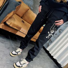 Autumn Trendy Brand Guard Pants Big C Sports and Leisure Men's and Women's Hot Diamonds Little Bear Straight Barrel High Street INS Strap Long Pants