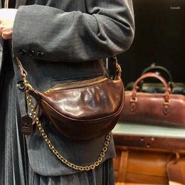 Evening Bags First Layer Cowhide Women Shoulder Bag Fashion All-match Casual Dumpling Small And Exquisite For