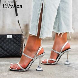 Dress Shoes Design Silver Serpentine Sandals Women Crystal Strange High Heel Peep Toe Ankle Buckle Strap Wedding Party Shoe H240403