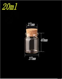 37x40x27mm 20ml Cute Glass Vials Glass Bottles with Corks Small Glass Jars Gift Bottles 50pcs Factory Whole 4783748