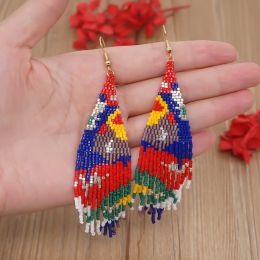 Earrings Go2BoHo Dangle Drop Statement Earrings 2022 Summer Beach Fashion Jewelry Miyuki Boho Tassel Fringe Beaded Earrings for Women