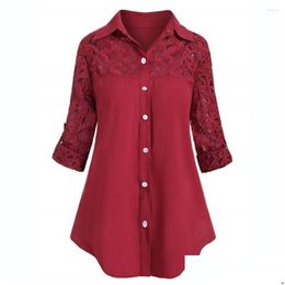 Womens Blouses Shirts Cotton Loose Women Shirt Casual White Black Red Office Woman Tops Lace Patchwork Oversized Blusa Drop Delivery A Dhvdw