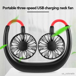 Electric Fans Portable Mini Hanging Neck Fan USB Rechargeable Neck Cooler Air Conditioner Mute Electric Fan For Outdoor Sports Cooling Fan