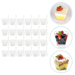 Disposable Cups Straws Hard Plastic Dessert Cup Clear Container Mini Chocolate Mousse Transparent Pudding