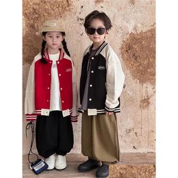 Jackor 2024 Spring Autumn Korean Style Childrens Coat for Boys Girls Comant Fashion Casual Jacket Classic Retro Top Drop Delive DHK9L