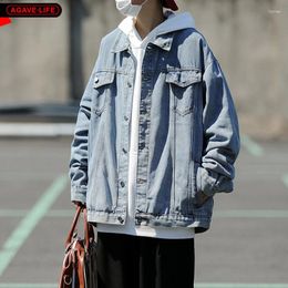 Men's Jackets Spring Autumn Denim Student Men Vintage Loose Jean Jacket Korean Cardigan Retro Lapel High Street Tooling Coat