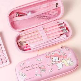 Bags 6 pcs/lot Kawaii Pink Cat Rabbit Metal Pencil Box Multifunction Pencil Case Stationery Pen Bag Stationery Office School Supplies