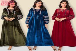 Plus Size Velvet Kaftan Abaya Hijab Muslim Prayer Dress Turkish Islamic Clothing Abayas For Women Caftan Dubai Elbise Djelaba7205679