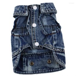 Dog Apparel Pet Clothing Small Dark Blue Top And Bottom Hole Denim Vest Style Jacket Designer Clothes