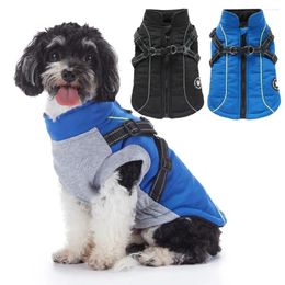 Dog Apparel Winter Coat With Reflective Harness Pet Puppy Vest Jacket Teddy Chihuahua Pug Costumes Smal Medium Dogs Warm Outfit