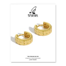 Earrings S'STEEL Irregular Earrings For Women 925 Sterling Silver Hoop Earring Gearshape Gold Earings Joyas De Plata 925 Mujer Jewelry