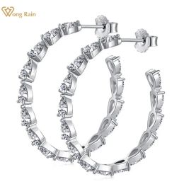 Earrings Wong Rain 100% 925 Sterling Silver Pear Cut High Carbon Diamonds Gemstone Women Wedding Hoop Earrings Fine Jewelry Wholesale