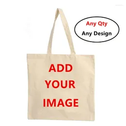 Storage Bags Custom Canvas Tote Bag Design DIY Handbag Picture Po Text Print - Reusable Cotton Shopping Custom-Personalized