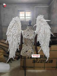 Party Decoration Anniversary Lady Photography Props Bendable White Feather Angel Wing Women Shoot Accessories