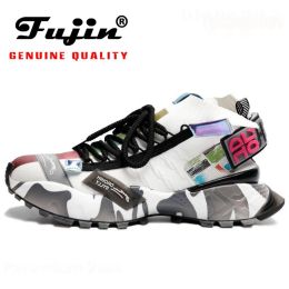 Boots Fujin Genuines Quality Men Women Sneakers Platform Breathable Comfortable Women Shoes Chunky Ins Style Knitting Sock Shoes