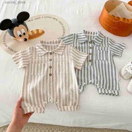 Rompers 8773 Baby Jumpsuit 2024 Spring Summer New Thin Newborn Baby Boys One Piece Clothes Leisure Climbing Clothes. L240402