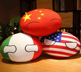 10CM Kawaii PolandBall Pendant Plush Toy CHINA USA FRANCE Countries Ball Dolls Stuffed Anime Soft Keychain Bag Dolls for Kids Y2119960258