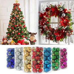 Bedding Sets 24pcs 3cm Christmas Balls Xmas Tree Hanging Ornaments Bauble Merry Decorations For Home 2024 Navidad Year Gift