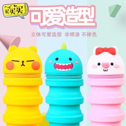 Bags School Student Storage Pen Bag Cute Girl Heart Pencil Bag Male Stationery Box Folding Decompression Pen Holder Silicone