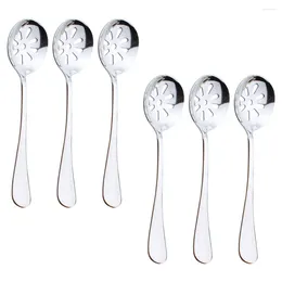 Spoons 6 Pcs Colander Ergonomic Serving Spoon TeaSpoon Small Slotted Reusable Utensils Portable Kitchen Accessory