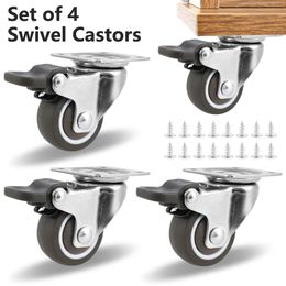 Rotating Wheels for Furniture Heavy Duty Swivel Castor Silent Trolley Wheels Furniture Rubber Caster Safety Lock for Table Sofa