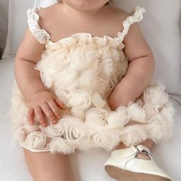 Baby Kids Girls Slip Dress Sleeveless Flowers Summer Aline Tulle Princess 240403