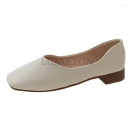 Dress Shoes 2024 Spring Flat Women Loafers Simple Low Heels Office Work Casual Slip On Footwear Ladies Square Toe