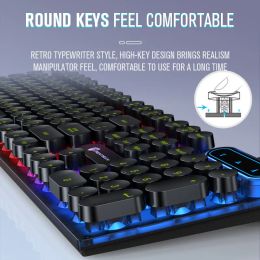 USB Wired Gaming Keyboard Mouse Combos PC Rainbow Colourful LED Backlit Gaming Mouse and Keyboard Set Kit for Home Office Gamer