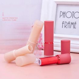 Storage Bottles 12.1 Empty Red Round Rubber Paint Feeling Matte Lipstick Tube Cream-colored Frosted Transparent 36pcs