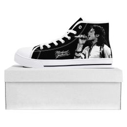 Flats Michael Jackson Pop Singer Dancer High Top High Quality Sneakers Mens Womens Teenager Canvas Sneaker Couple Shoe Custom Shoe