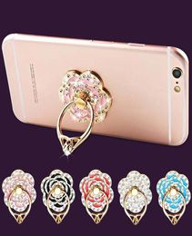 360 Degree Mobile Phone Stand Holder Finger Ring With Crystal Flower Diamond For iPhone Huawei Smartphone Phone Holder Stand4615797