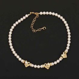 Luxury quality charm choker pendant necklace with three pcs heart shape and white nature shell beads in 18k gold plated designer PS3385B
